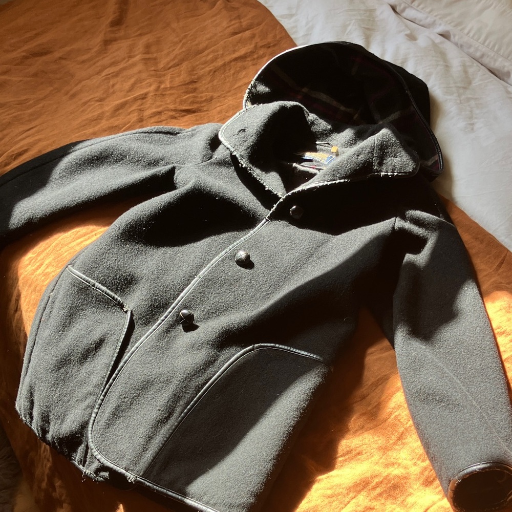 Pendleton Wool Black Hooded Pea Coat - image 2